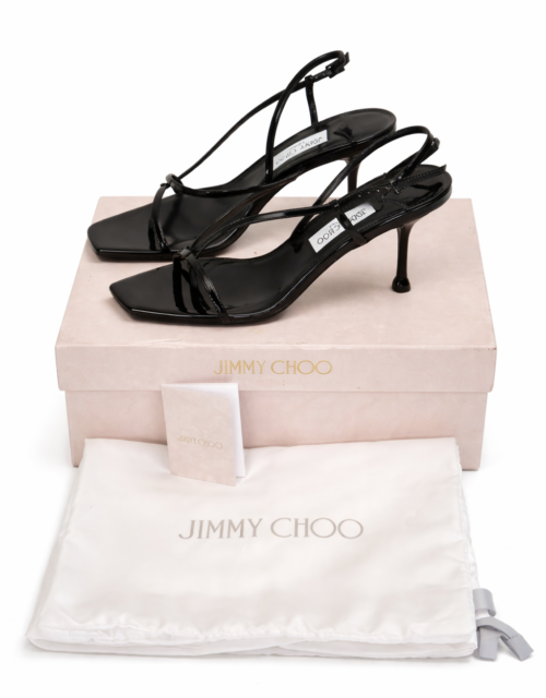 Jimmy Choo Black Patent Strappy Sandals