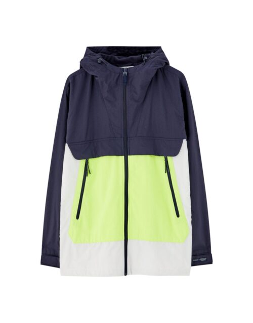 Colour Block Raincoat with Hood